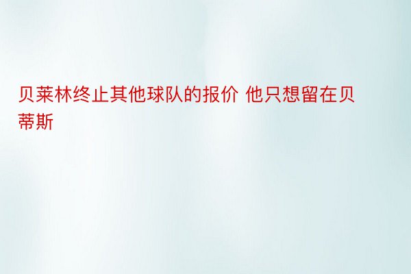 贝莱林终止其他球队的报价 他只想留在贝蒂斯