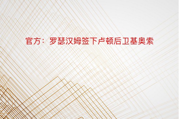 官方：罗瑟汉姆签下卢顿后卫基奥索