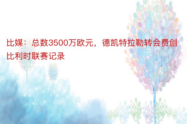 比媒：总数3500万欧元，德凯特拉勒转会费创比利时联赛记录