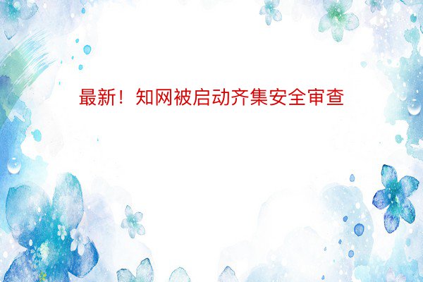 最新！知网被启动齐集安全审查