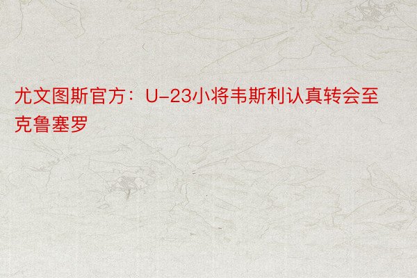 尤文图斯官方：U-23小将韦斯利认真转会至克鲁塞罗