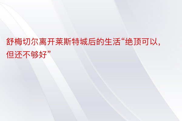 舒梅切尔离开莱斯特城后的生活“绝顶可以，但还不够好”