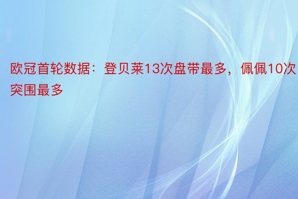 欧冠首轮数据：登贝莱13次盘带最多，佩佩10次突围最多