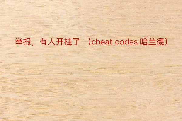 举报，有人开挂了 （cheat codes:哈兰德）