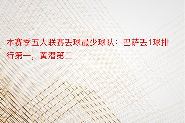 本赛季五大联赛丢球最少球队：巴萨丢1球排行第一，黄潜第二