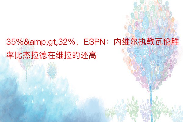 35%&gt;32%，ESPN：内维尔执教瓦伦胜率比杰拉德在维拉的还高