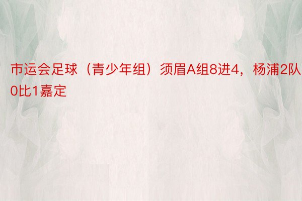 市运会足球（青少年组）须眉A组8进4，杨浦2队0比1嘉定