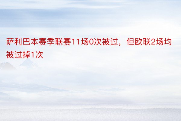 萨利巴本赛季联赛11场0次被过，但欧联2场均被过掉1次