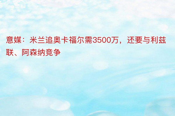 意媒：米兰追奥卡福尔需3500万，还要与利兹联、阿森纳竞争