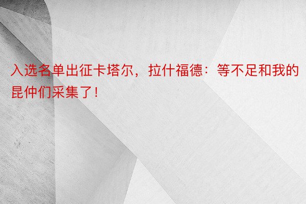 入选名单出征卡塔尔，拉什福德：等不足和我的昆仲们采集了！