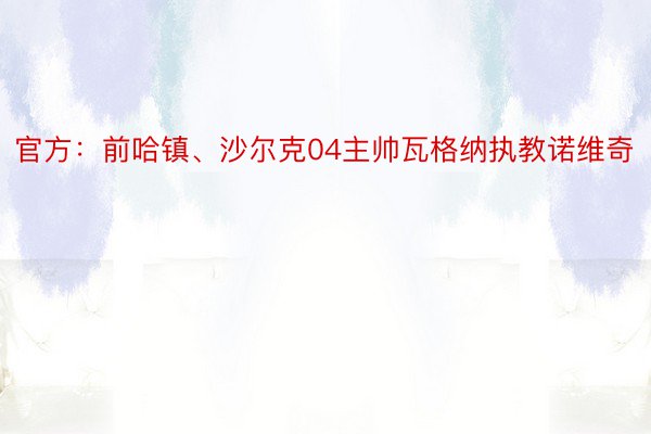 官方：前哈镇、沙尔克04主帅瓦格纳执教诺维奇